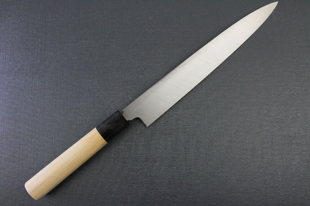 1st_yanagiba_left_240_IMG_6482 Japanese professional chef knife, left-handed Yanagiba Sushi knife, 1st grade 240mm, entire view backside