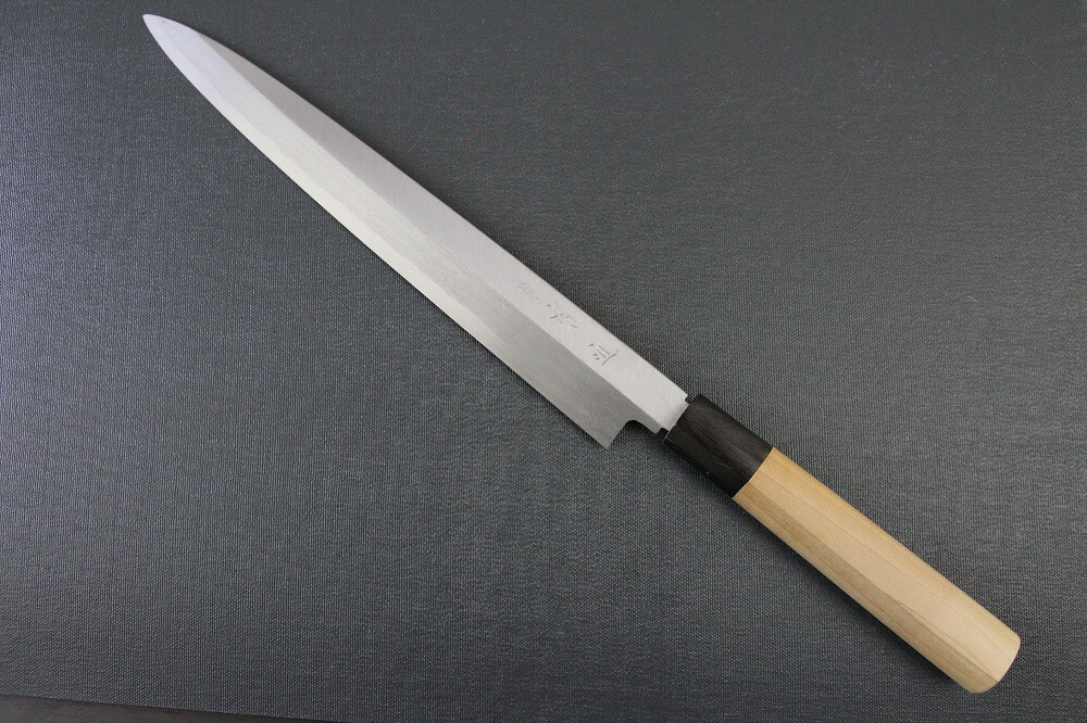 1st_yanagiba_left_270_IMG_6490 Japanese professional chef knife, left-handed Yanagiba Sushi knife, 1st grade 270mm, entire view front side