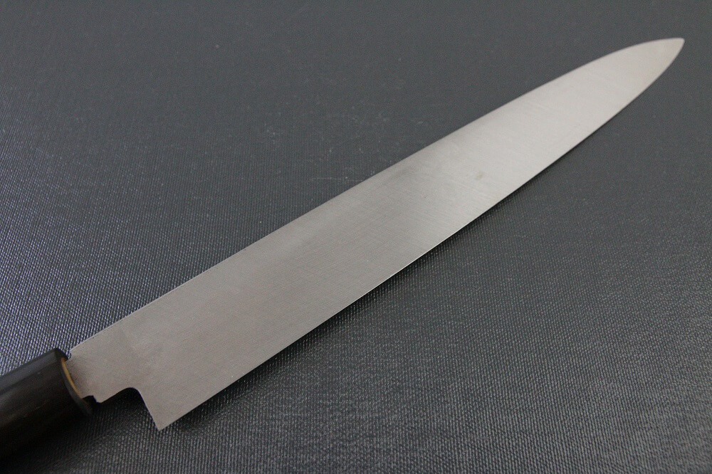1st_yanagiba_left_270_IMG_6493 Japanese professional chef knife, left-handed Yanagiba Sushi knife, 1st grade 270mm, details of blade backside