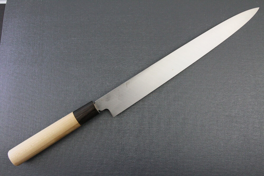 1st_yanagiba_left_300_IMG_6501 Japanese professional chef knife, left-handed Yanagiba Sushi knife, 1st grade 300mm, entire view backside