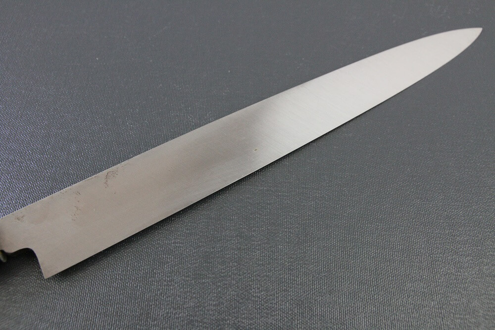 1st_yanagiba_left_300_IMG_6502 Japanese professional chef knife, left-handed Yanagiba Sushi knife, 1st grade 300mm, details of blade backside