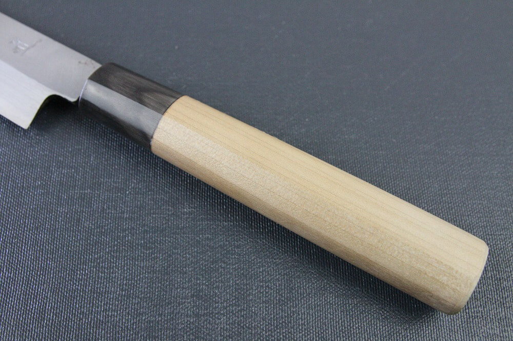 1st_yanagiba_left_300_IMG_6503 Japanese professional chef knife, left-handed Yanagiba Sushi knife, 1st grade 300mm, handle details