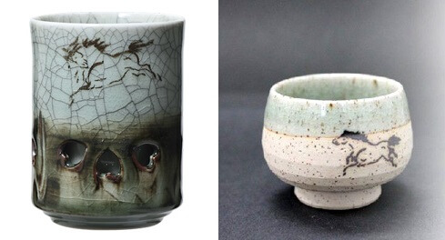 Obori Soma Pottery, a japanese kogei craft, tea cup and Sake cup