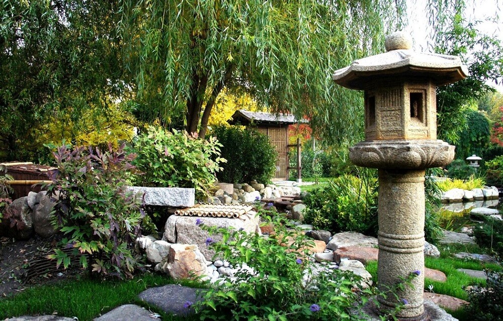 Traditional Makabe Stone Lanterns of Japan, lantern in Japanese garden