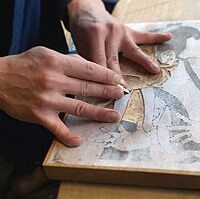 Ukiyo-e, Japanese art of Edo woodprint, making step carving