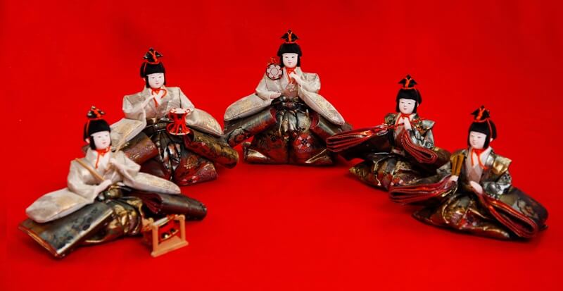Hina dolls made in Suruga, a traditional Japanese craft, Gonin Bayashi (The Five Musicians)