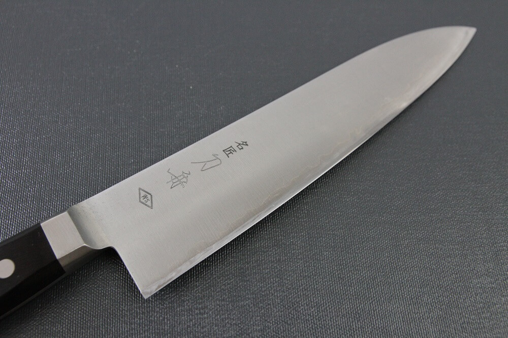 sblusteel_gyuto180_02 Japanese Chef Knife, Toshu super blue steel Aogami Super, Gyuto chef knife 210mm, details of blade front side
