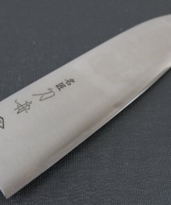Japanese Chef Knife, Toshu super blue steel Aogami Super, Santoku multi-purpose knife 180mm, details of blade front side