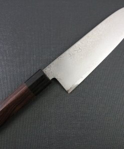 Toshu Santoku multi-purpose Japanese chef's knife, mahogany handle, entire view