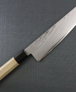 Toshu Santoku multi-purpose Japanese chef's knife, octagonal wood handle, entire view