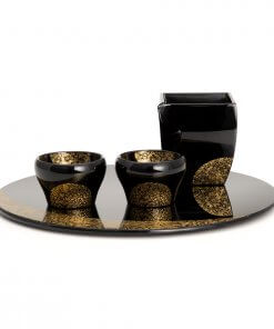 Sake-ware, Wajima Lacquerware, Sake Bottle/Cups/Tray Set, entire view