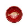 Wajima lacquerware sake cups, red cup with Japanese carp