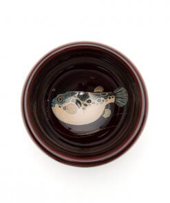 Wajima lacquerware sake cups, mixed color with globefish