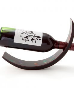 Wajima lacquerware wine rack, side view with a wine bottle