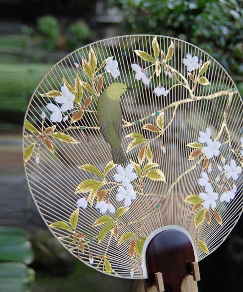 Kyoto Uchiwa Fans, a Japanese craft, gorgeous fan with gold foil