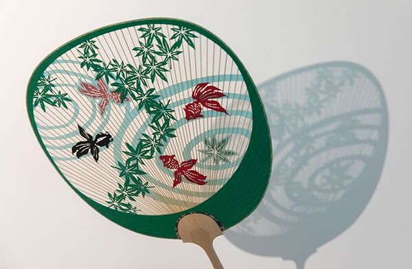 Kyoto Uchiwa Fans, a Japanese craft, fan of gold fishes design