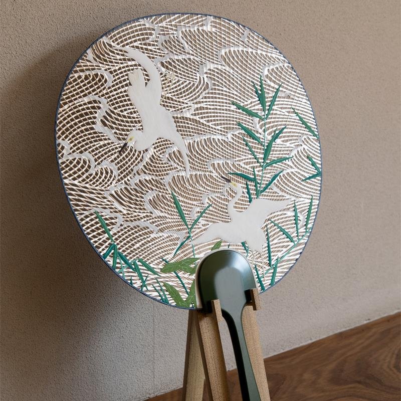Kyoto Uchiwa Fans, a Japanese craft, high grade product example, diagonal front view