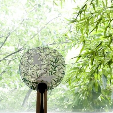 Kyoto Uchiwa Fans, a Japanese craft, high grade product example, placed in a beautiful room