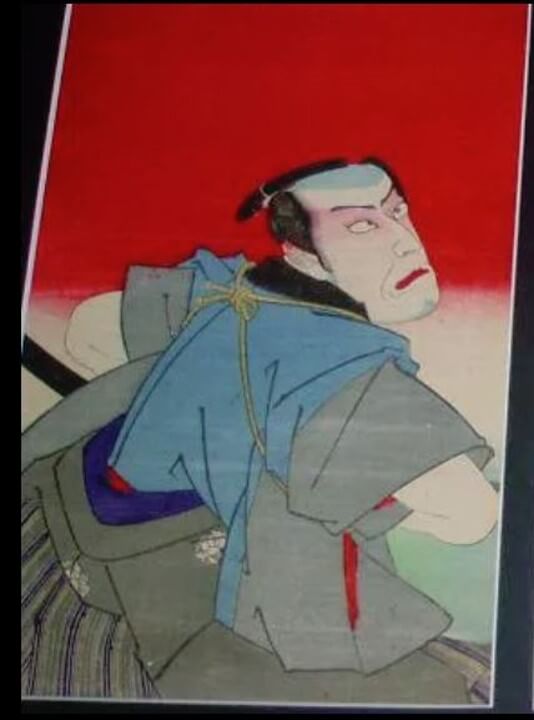 WLB-U003-02 Ukiyo-e woodblock print by a famous Ukiyo-e artist Toyohara kunichika, Terakoya kubi jikken no ba, 1/3