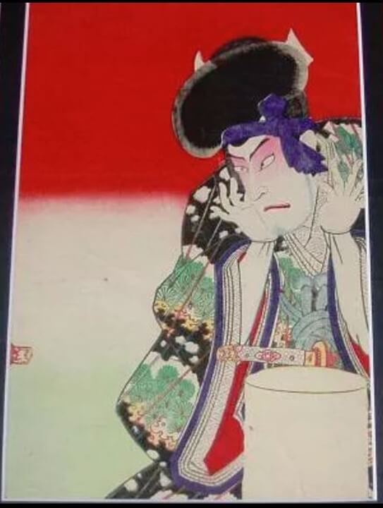 WLB-U003-03 Ukiyo-e woodblock print by a famous Ukiyo-e artist Toyohara kunichika, Terakoya kubi jikken no ba, 2/3