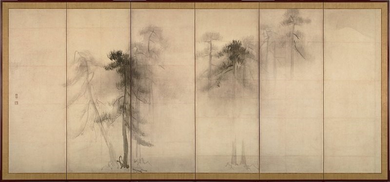 Hasegawa Sumi ink wash art, a Japan's national treasure, entire view