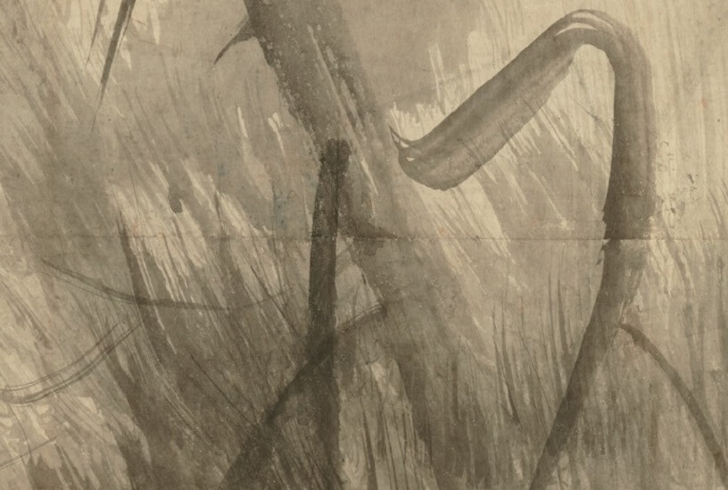 Hasegawa Sumi ink wash art, a Japan's national treasure, details