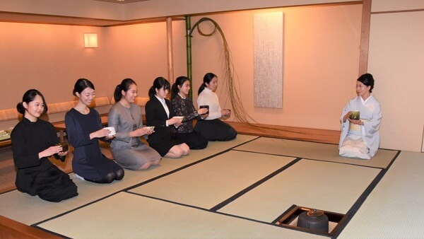 Japanese green tea ceremony in Tatami room