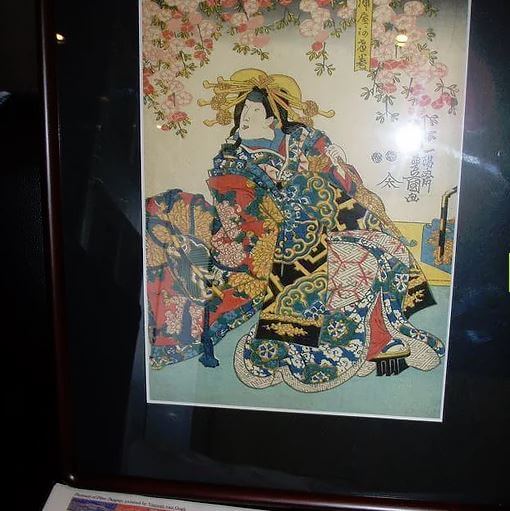 WLB-U005-02 Ukiyo-e woodblock print by Utagawa Toyokuni, Kabuki Miuraya, mounted in frame