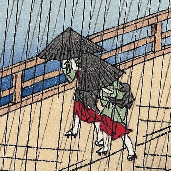 Hiroshige's masterpiece of Japanese Ukiyo-e, details of people