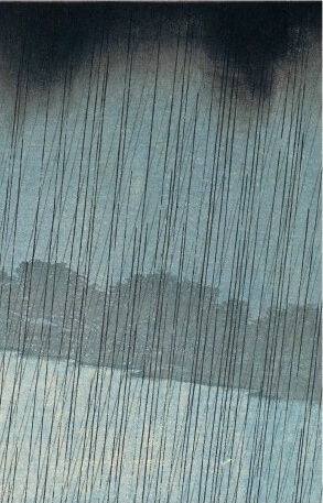 Hiroshige's masterpiece of Japanese Ukiyo-e, details of rain