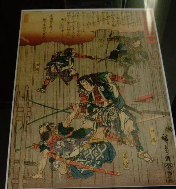 WLB-U007-03 Utagawa Hiroshige Ukiyo-e Woodblock print, Soga brothers Fighting in the Rain, in frame